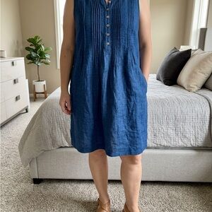 Faherty Indigo Blue Sleeveless Mini Dress